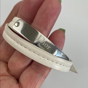 Dior Beauty White Leather Wrap Bracelet